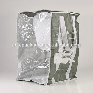 customized plastic pp woven foldable shoppign bag with PE transparent material film