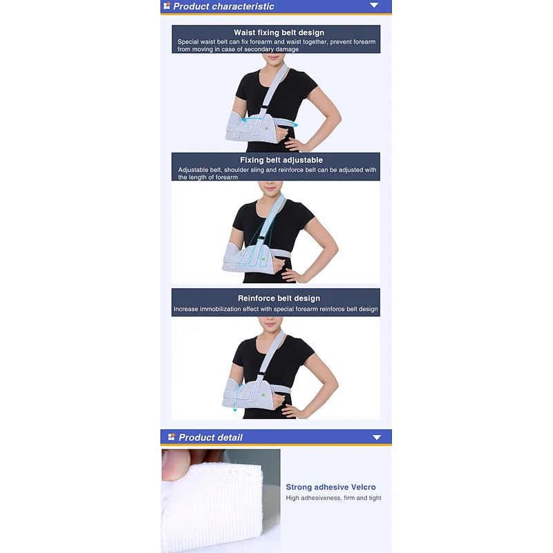 Medical Arm Sling Arm Brace Arm Support Breathable Mesh Shoulder Immobilizer with Splint Strap