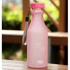 Soda Water Bottle Unbreakable Scrub Water Bottle Portable Creative Plastic Water Cup with Lid and String for Students