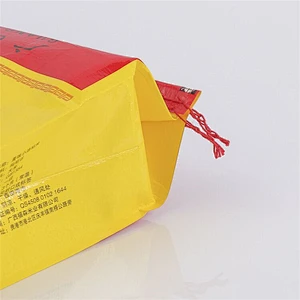 Custom wholesale yellow woven bag 15 kg for rice, feed woven bag