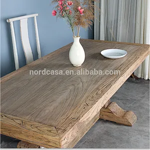 Vintage wood dining table carved square old pine table