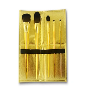 Popular custom 5pc makeup brush set in the leather pouch
