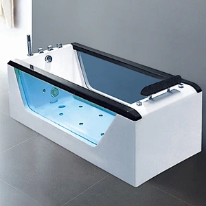1.7m bathtub for fat people 6MM Tempered Glass cheap freestanding bathtub