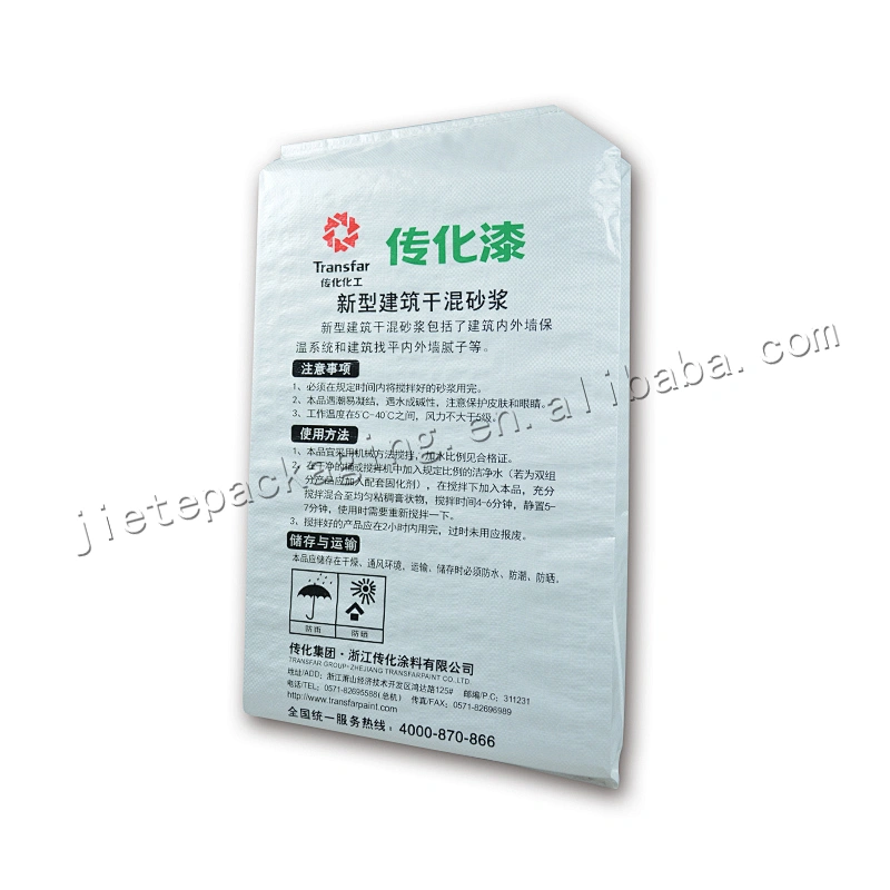 Moisture proof white plastic bopp laminated pp dry mortar bag for building sand, wall putty, cement,tile adhesive