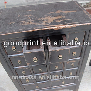 Chinese antique black medical cabinet
