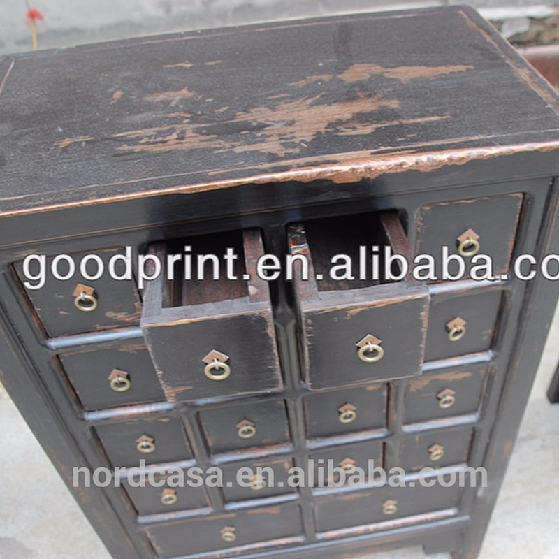 Chinese antique black medical cabinet
