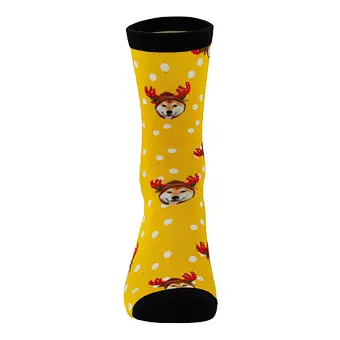 Custom 3D Funny Cute Santa Men Knitted Christmas Socks Women