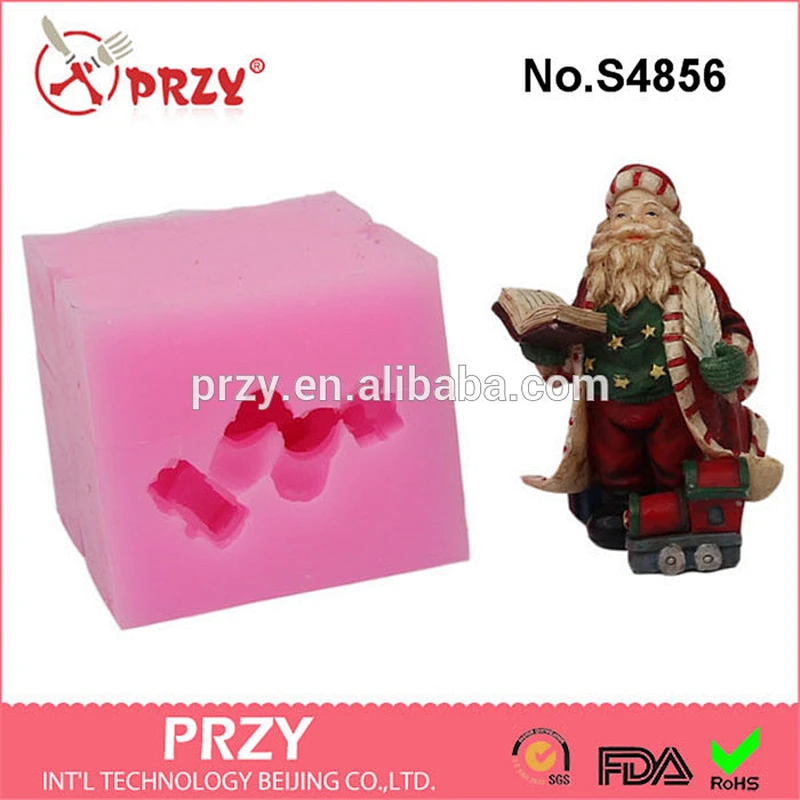 S4856 3D Santa Claus Christmas Mold Silicone Soap Mold Concrete Molds