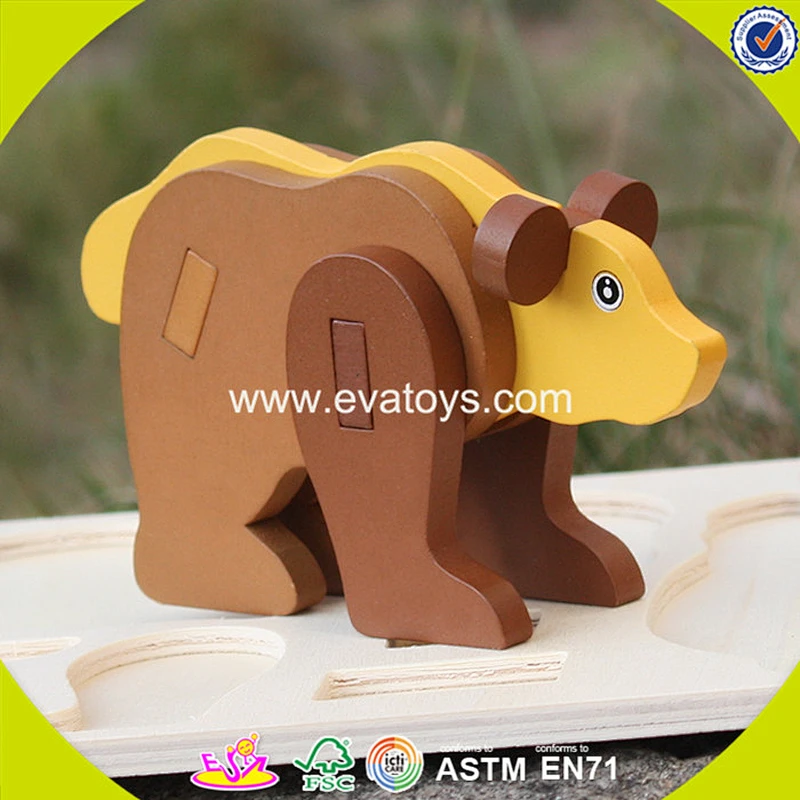2018 New design baby wooden animal puzzle diy kids wooden animal puzzle funny children wooden animal puzzle W14G039
