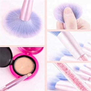 Customized Logo Glitter 7pcs Makeup Brush Set With Transparent Spangle Makeup Bag Silicone Makeup Brush Cleaning Pad