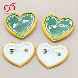 2017 latest button badge heart shaped button pins badges heart shape