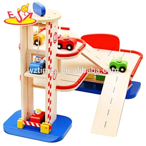 Wholesale hot sale kids wooden parking garage high quality baby wooden parking garage W04B031