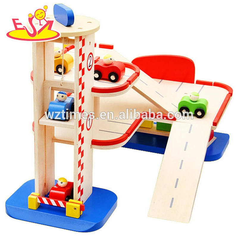 Wholesale hot sale kids wooden parking garage high quality baby wooden parking garage W04B031