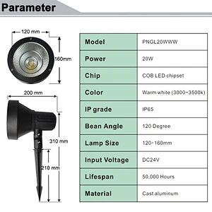 HOTOOK Best Seller2018 20W 24V Low Voltage Spike Light IP65 Waterproof Outdoor Landscape Pathway Walkway Yard LED Garden Lights