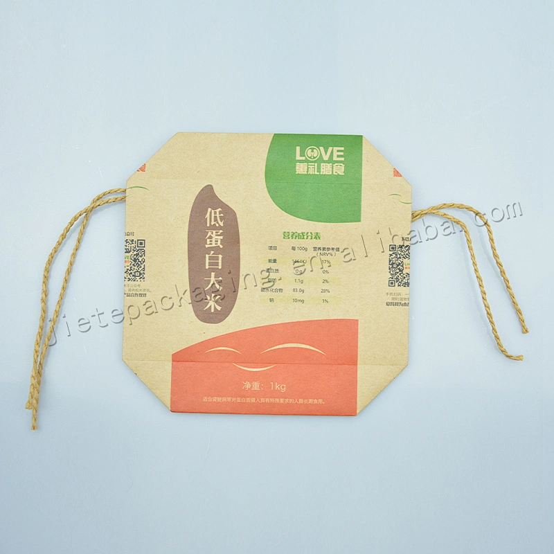 Wholesale 1kg stand up kraft paper rice bag for bean,peanut,seed,flour