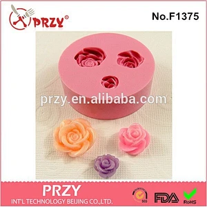 F1375 PRZY Eco-friendly fondant Rose Cabochon Asst resin silicone cake mold