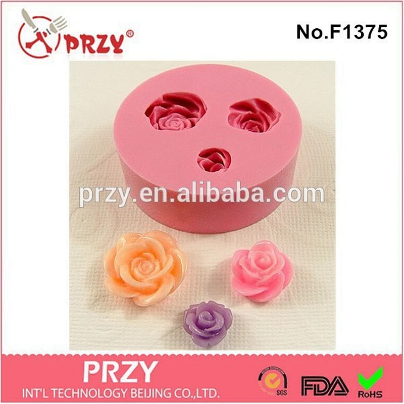 F1375 PRZY Eco-friendly fondant Rose Cabochon Asst resin silicone cake mold