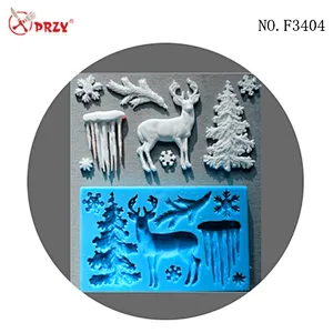 Christmas tree elk Fondant molds snowflake icicle silicone fondant cake decoration mold Clay Molds