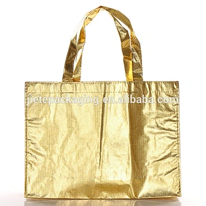 new products custom recycled non woven gold gift shopping bag with handle