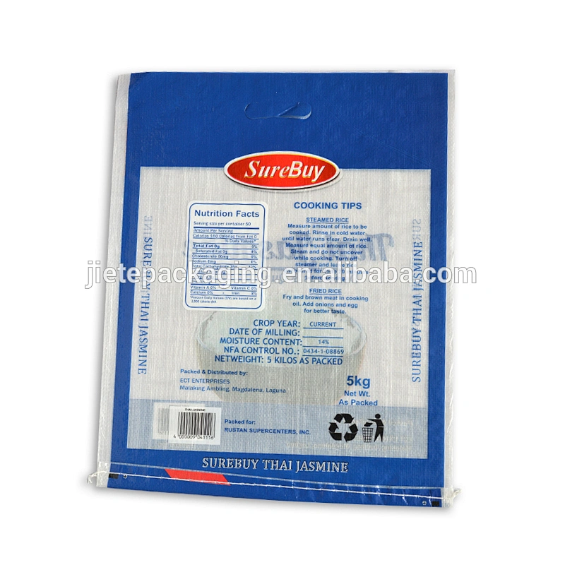 Wholesale customized 100% virgin pp woven 5kg rice bag sack