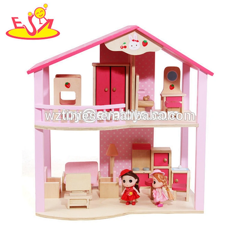 2018 Joyful assembled role play doll house wooden toys for kids W06A270