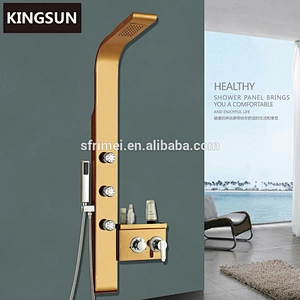 Hot Sale Wall Mounted Gold Plated Thermostatic Shower Tower Panel Stainless Steel