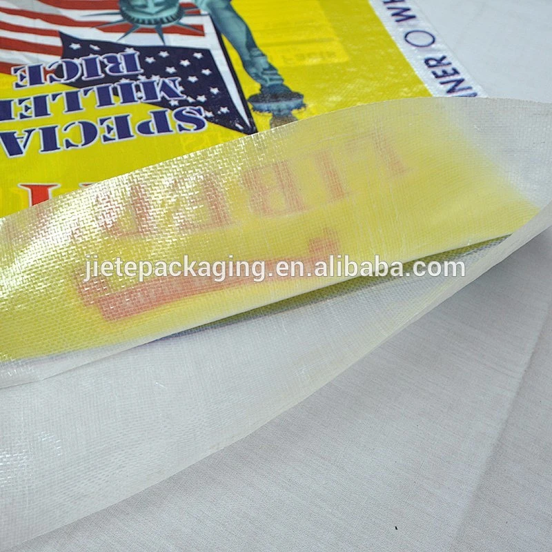 100% new polypropylene transparent pp woven bag with color printing for packing rice long grain