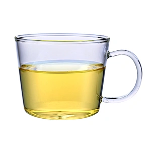 China Supplier single wall glass cup mugs thin drinking glass cup classic glass coffee cup with handle