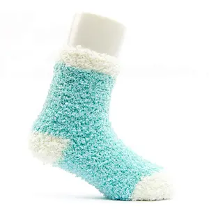 baby colorful double cuff pompoms thick cotton winter socks