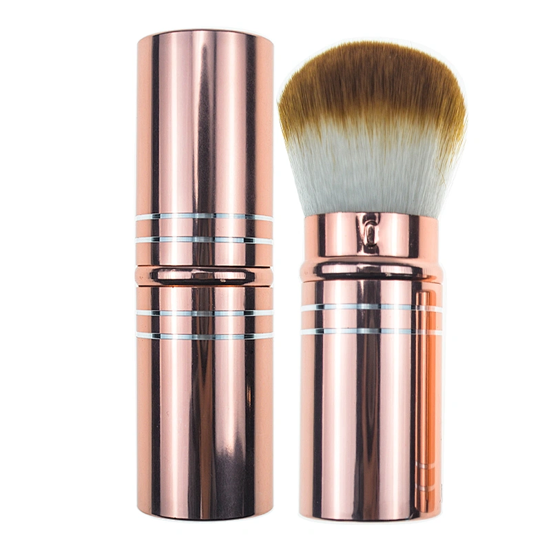 Wholesale cosmetics tools makeup retractable powder brush with synthetic hair and custom logo