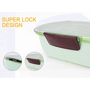 Portable Divided Sealed Lunch Box For Kids With Lovely Lock Design