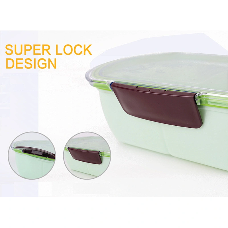 Portable Divided Sealed Lunch Box For Kids With Lovely Lock Design