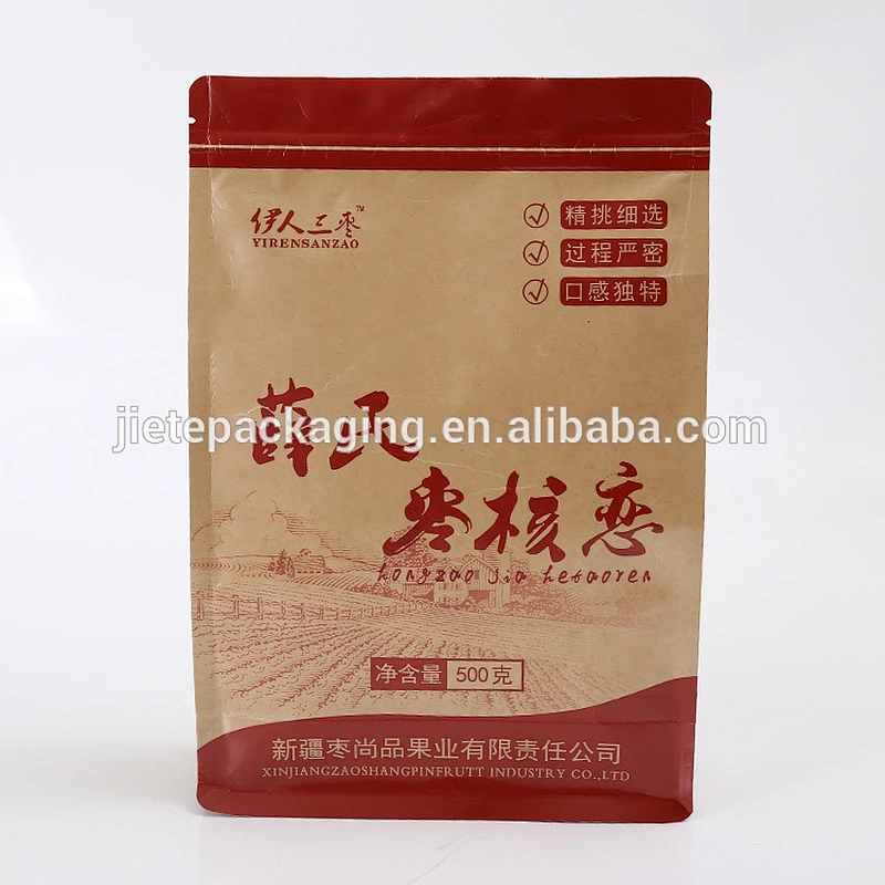 Stand up ziplock pouch food bag,ziplock stand up kraft paper bag