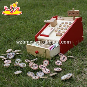 2018 new design baby wooden cash register toy,wholesale kids wooden cash register toy W10A052