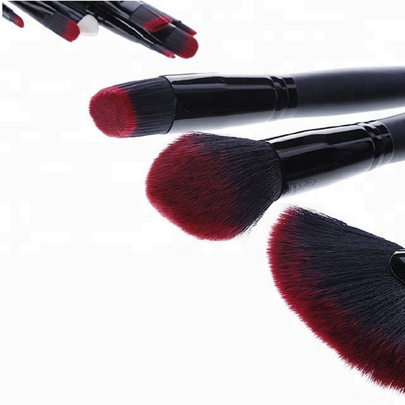 Wholesale Black Wood Handle 23pcs Makeup Brush Set Custom Logo With PU Makeup Bag