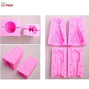 New Style pink wedding dress 100% handmade Candle mold silicone Cake Moulds Soap Molds