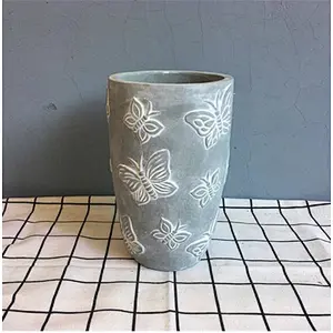 Butterfly Embossed Flower Pot Concrete Silicone Mold for Succulent plants