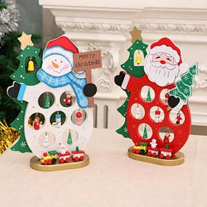 DIY 3D Christmas Home Decorations Christmas Wooden Ornaments Cartoon Santa Claus Snowman Table Decor