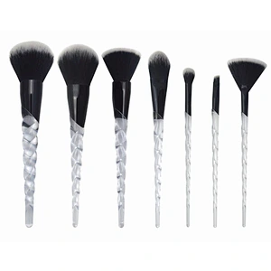 Cosmetics tools professional makeup brush set 7 pcs transparent handle synthetic hair makeup brushes