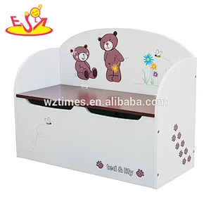 New design cartoon wooden toy chest bench for children W08C155