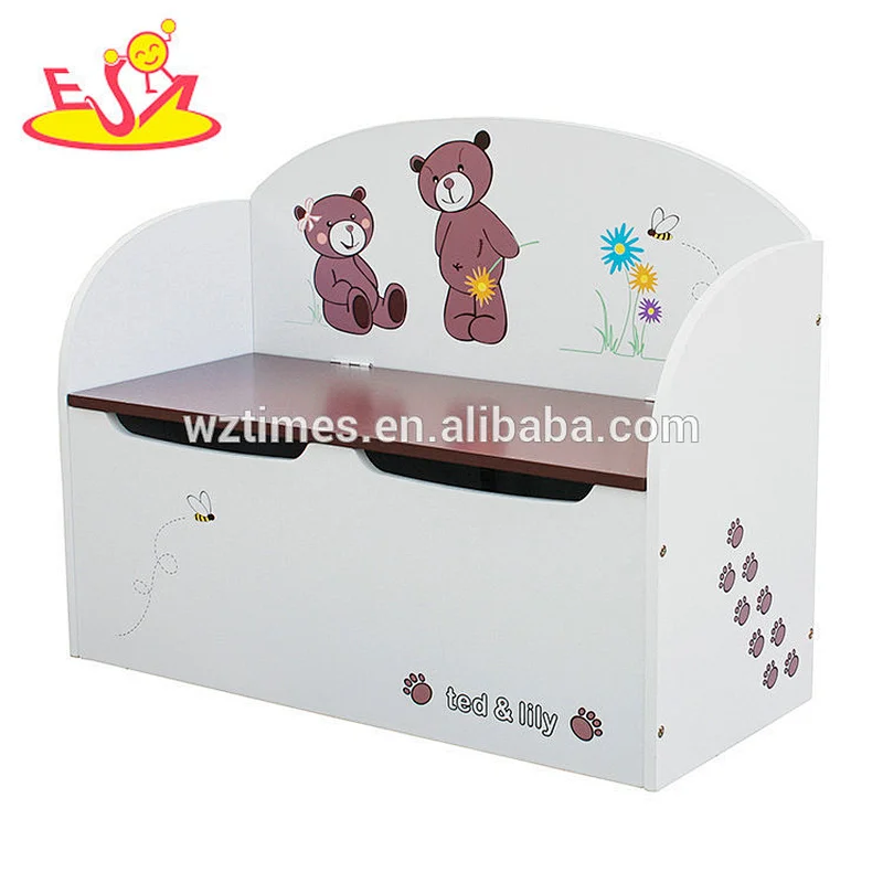 New design cartoon wooden toy chest bench for children W08C155