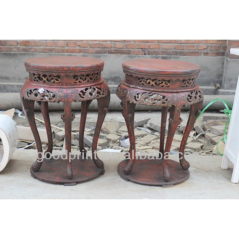 Chinese Antique Vintage Bonsai Handcrafted Round Flower Stand