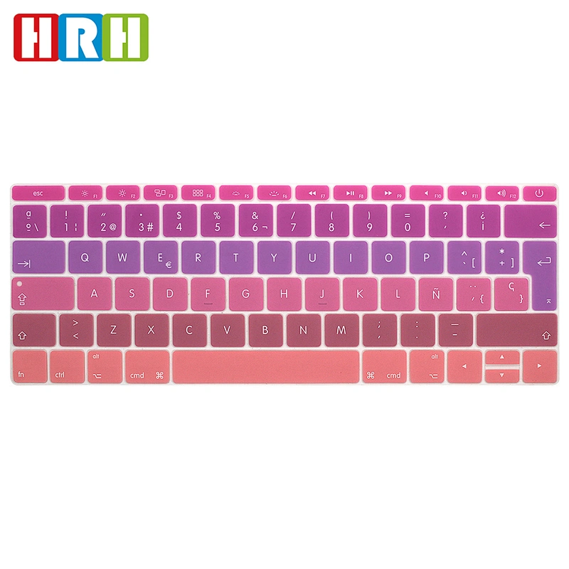 Spanish Custom Silicone Rainbow Keyboard Protector custom silicone keyboard cover For Macbook Retina 12 Keyboard Skin