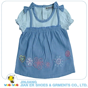 Latest design 100%cotton chambray 3 years old girls dresses for sale