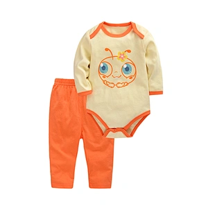 Latest Long Sleeve Style Cotton Infant Clothing Toddlers Age Group Baby Bodysuit Pant Set
