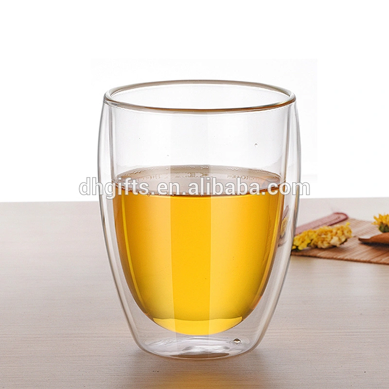 Double wall 350ML juice glass mug with lid