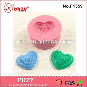 Eco-friendly fondant Puffy Heart with swirls polymer clay silicone cake mold