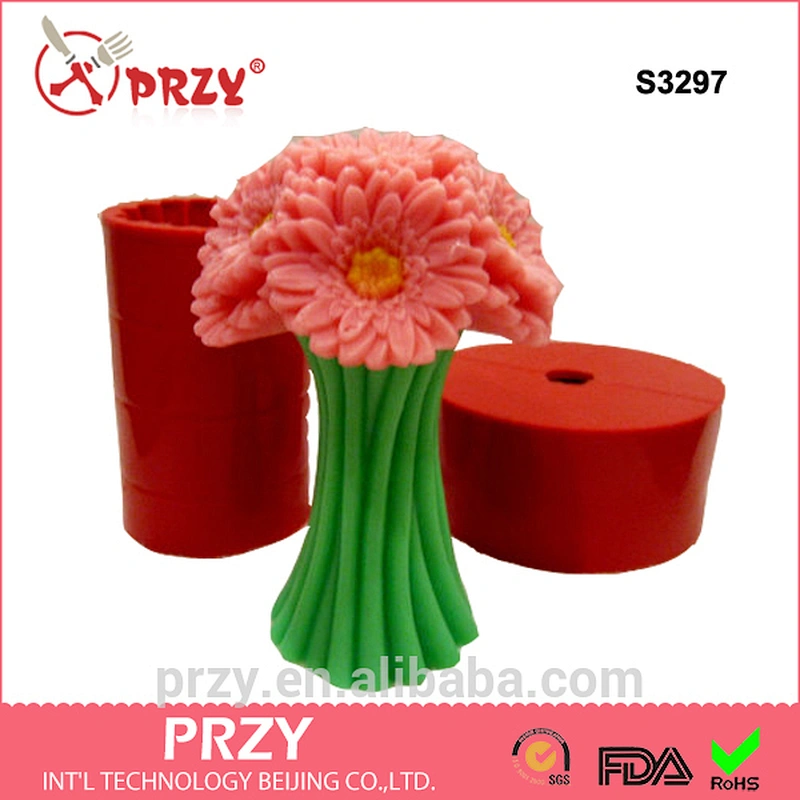 S3297 Gerberas bouquet silicone molds for soap 2 molds set gerberas flower shape candles making soap mould