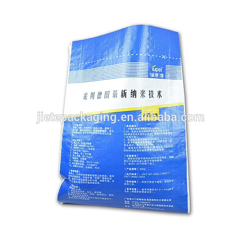 Industrial and building use double side blue printing pp woven putty powder bag