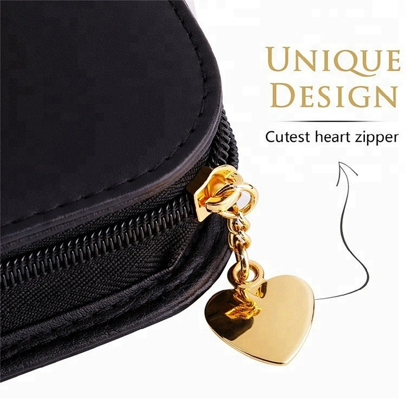 Custom Print Create Your Own Brand Travel Black Leather Cosmetic Case Make Up Brush Pouch PU Makeup Bag Private Label